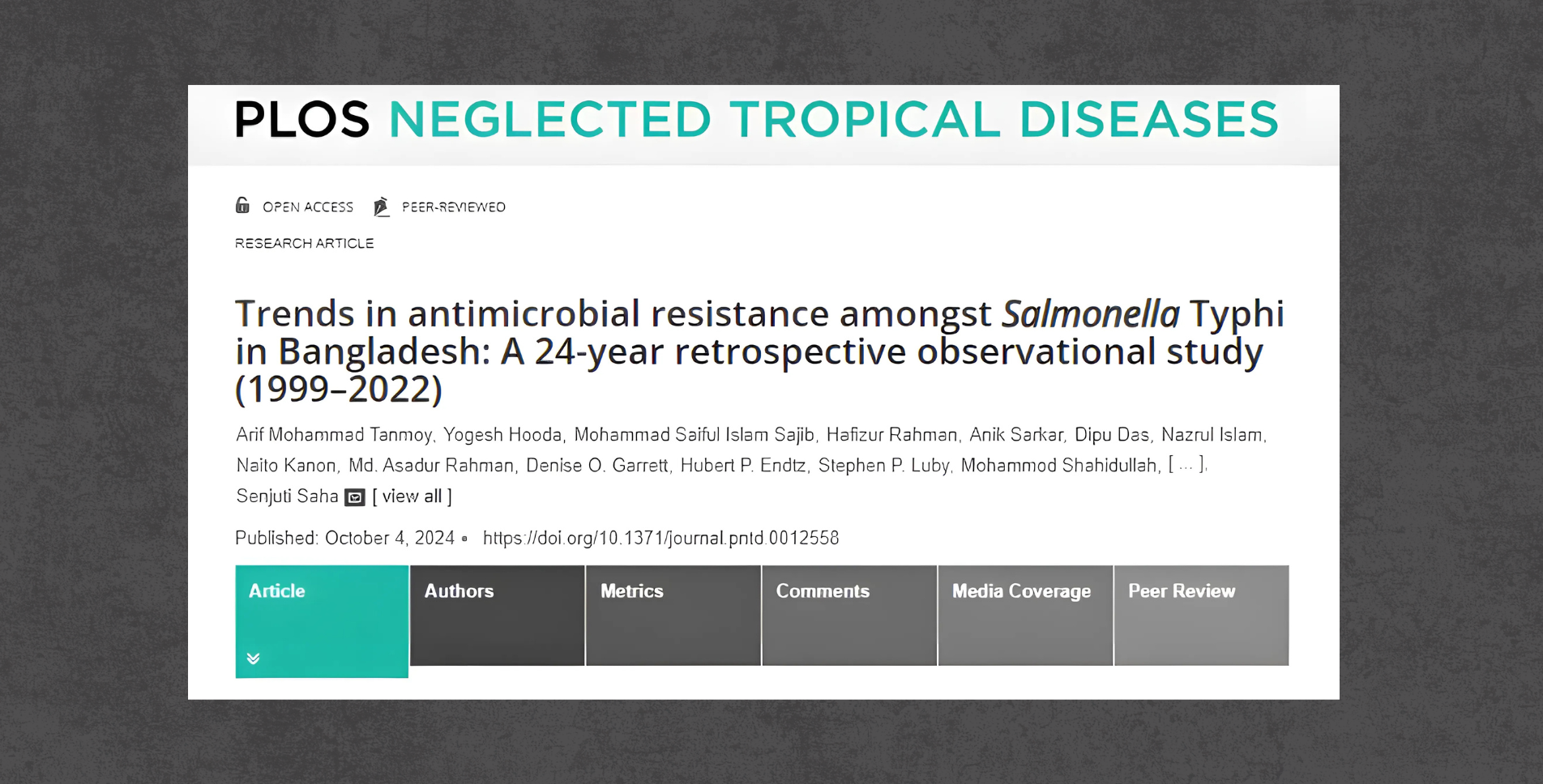 24 Years of Typhoid Surveillance in Bangladesh: A Fight Against Antimicrobial Resistance