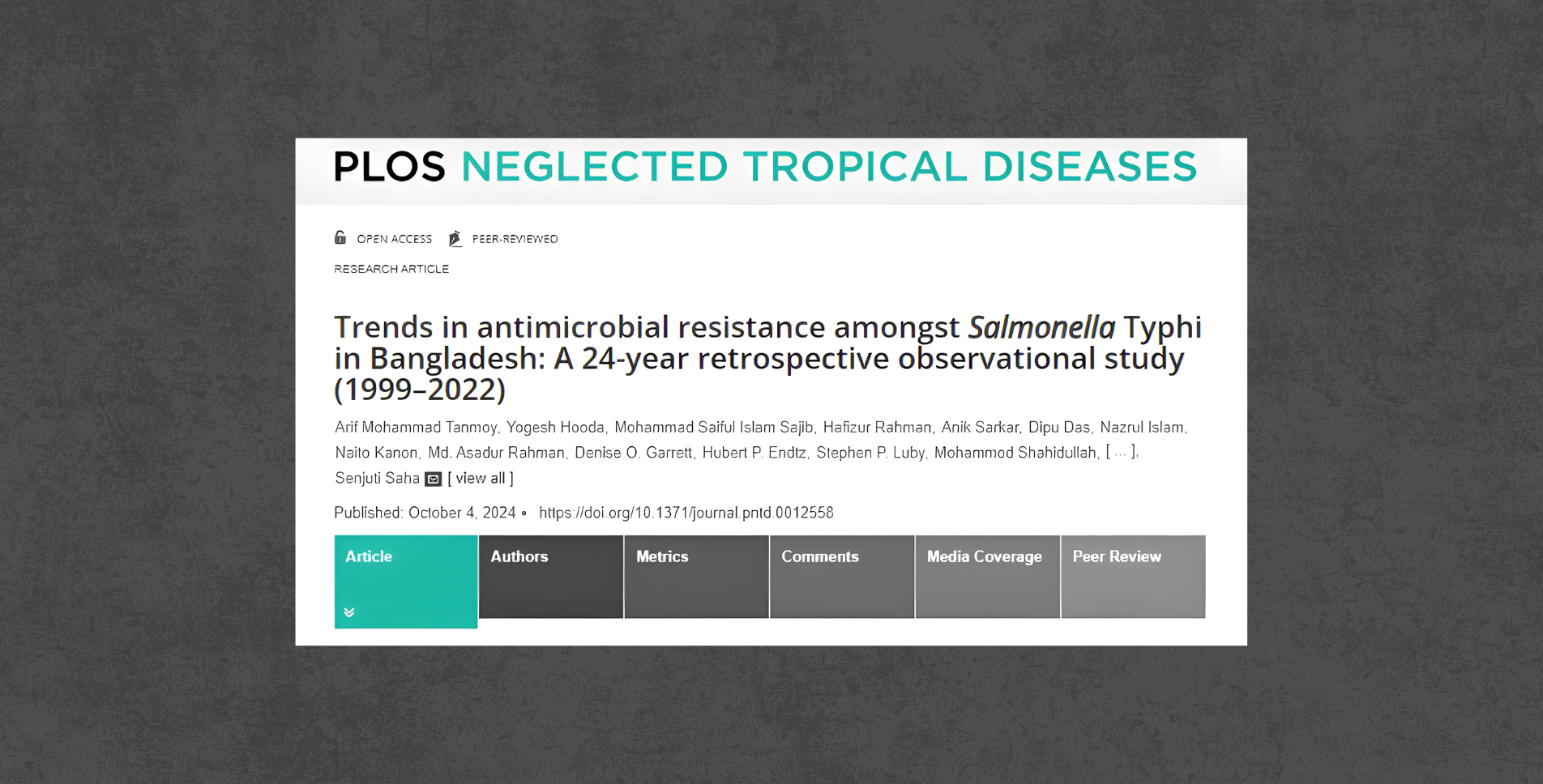 24 Years of Typhoid Surveillance in Bangladesh: A Fight Against Antimicrobial Resistance